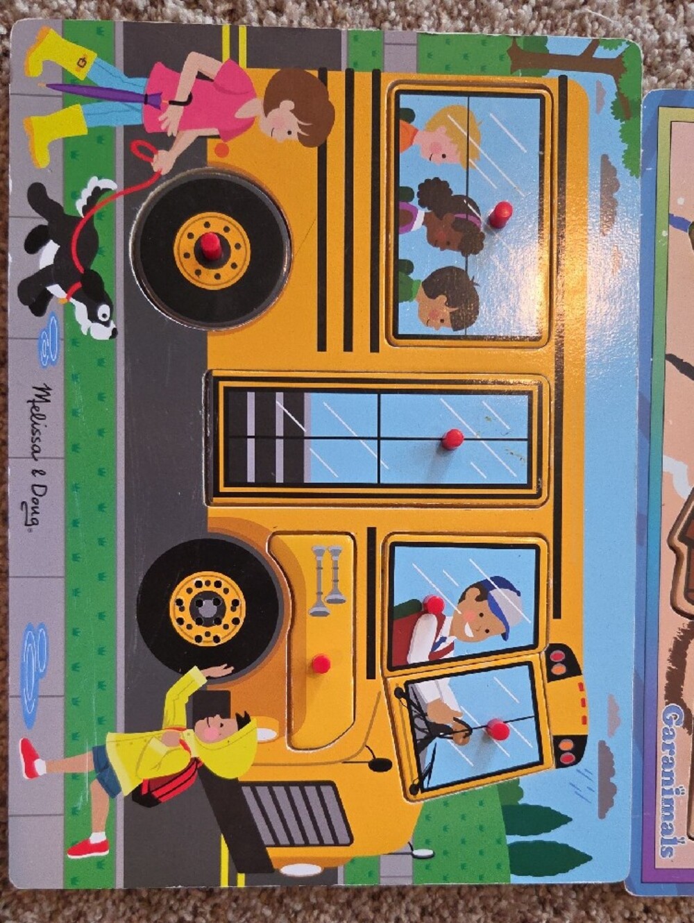 Melissa & Doug, Garanimals Bus, Shapes & Crayon Wooden Puzzles -3 Total